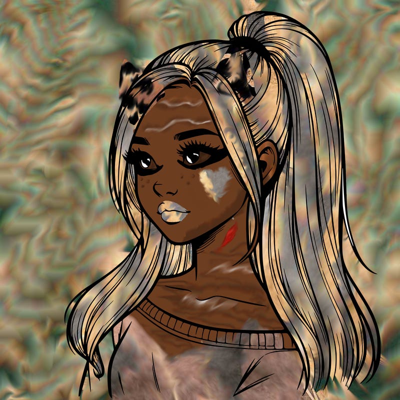 realistic girl with a high ponytail