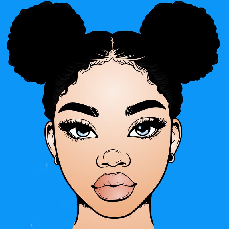 realistic black woman with two buns