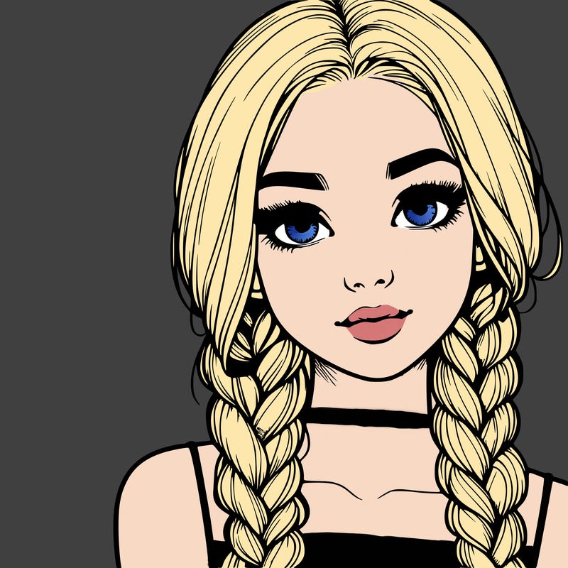 realistic girl with braids