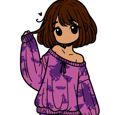 girl in baggy sweater hanging off her shoulder