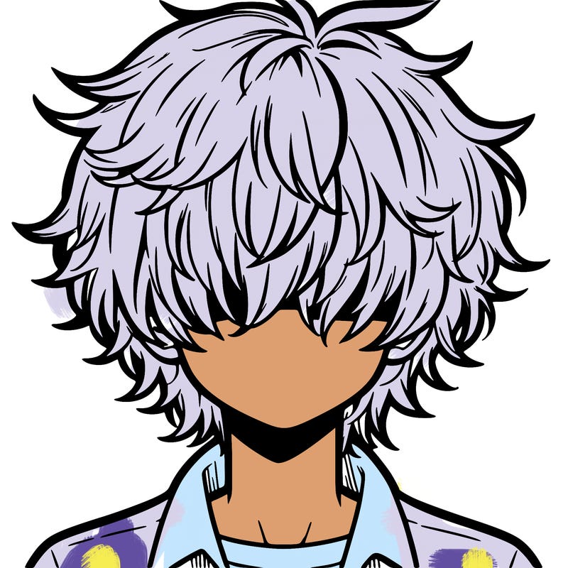 manga boy fluffy hair covering his eyes