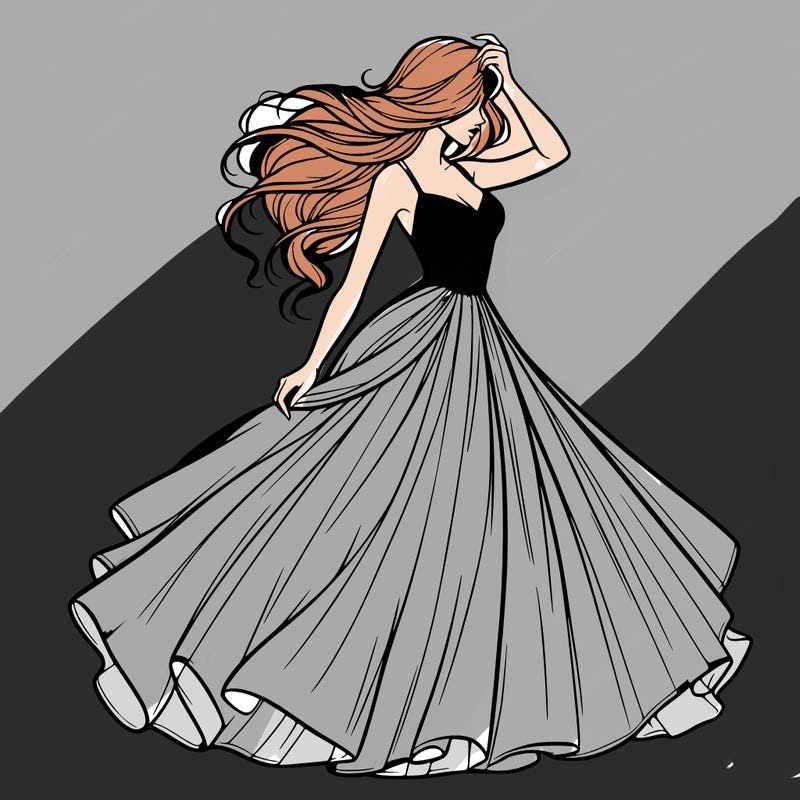realistic woman with dress flowing in the wind