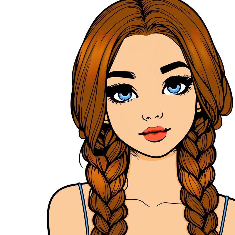 realistic girl with braids