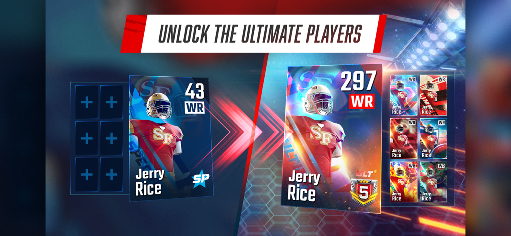 Unlock ultimate player cards like Jerry Rice in Franchise Football Pro GM