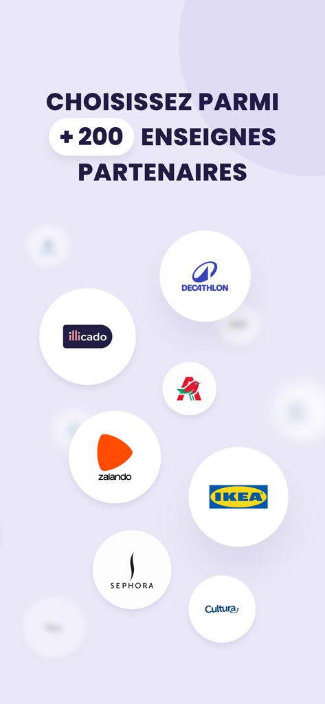 My illicado - Display of over 200 partner retailers including IKEA Sephora and Zalando for gift card conversion