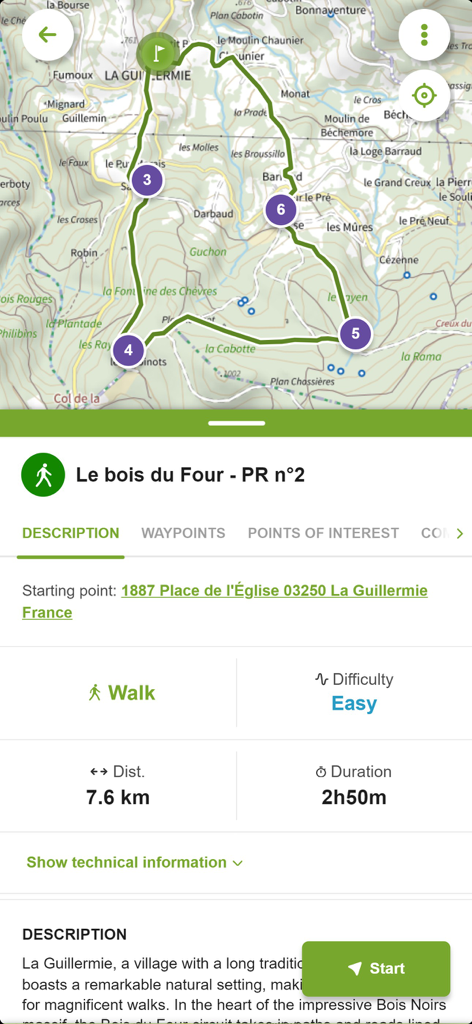 Randos & VTT Vichy Montagne - Carte et détails du sentier pour l'itinéraire de randonnée Le bois du Four dans l'application Vichy Montagne.