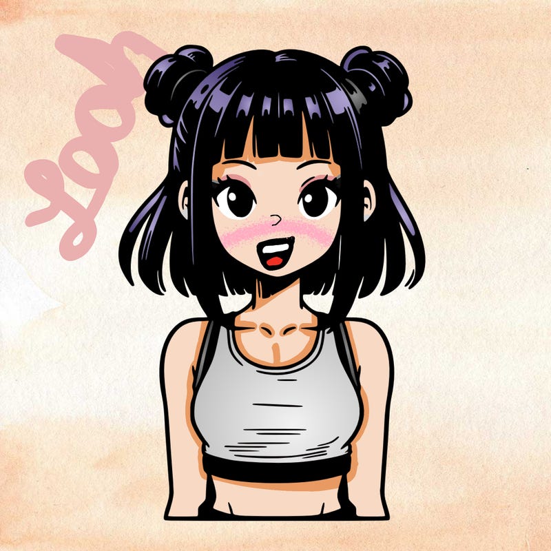 manga girl with crop top