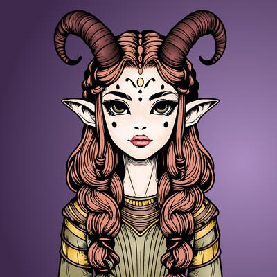 realistic alien girl with horns