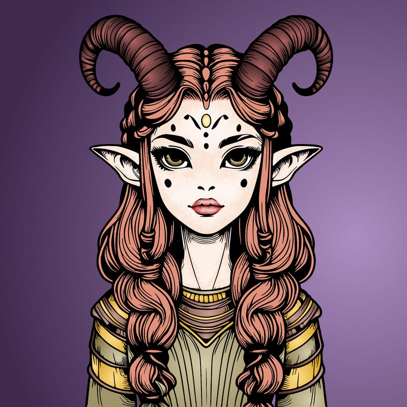 realistic alien girl with horns