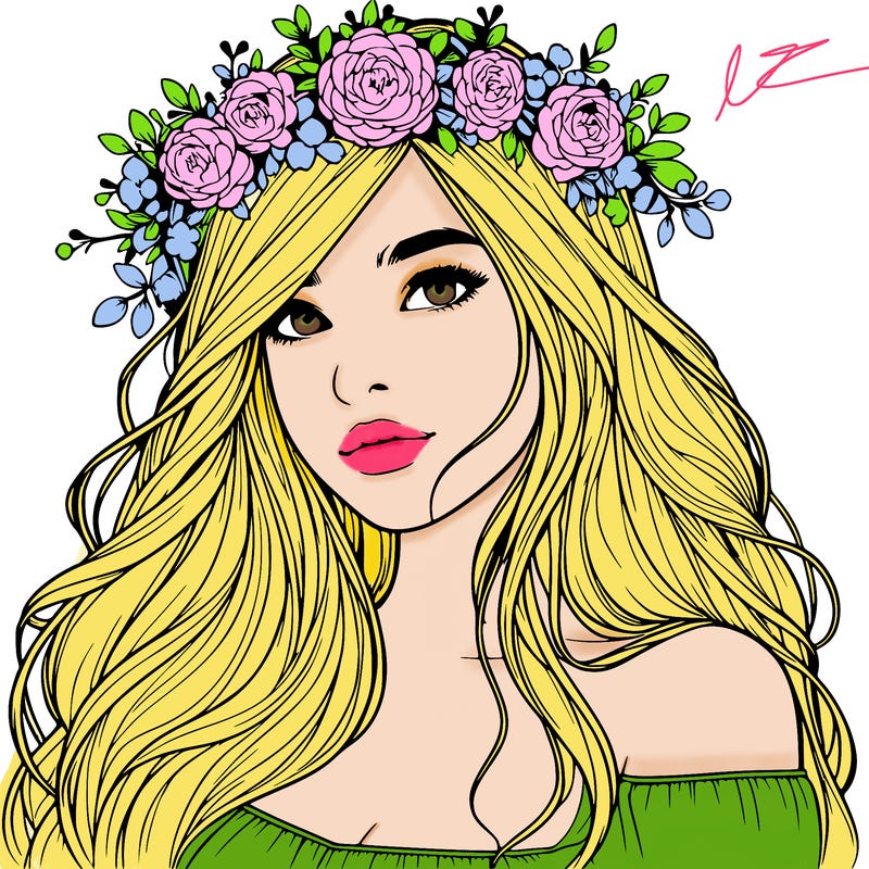 realistic girl with flower crown