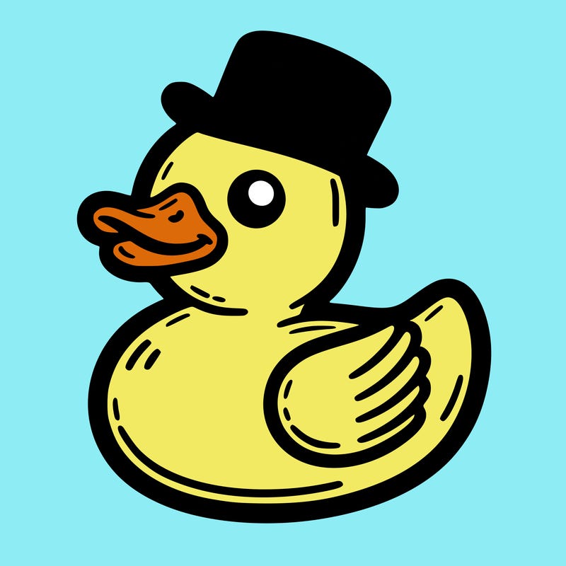 rubber duck with a top hat