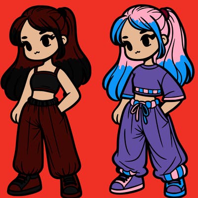 girl in crop top and baggy pants