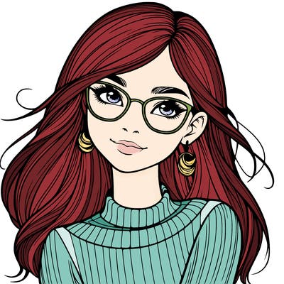 realistic girl with glasses