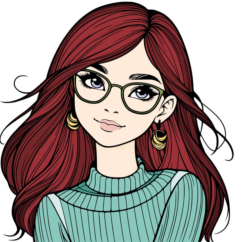 realistic girl with glasses