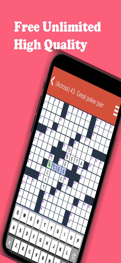 Crossword Daily: Word Puzzle - Crossword puzzle gameplay on a smartphone with clues and keyboard