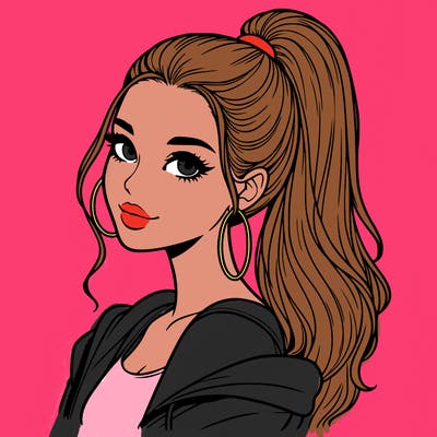 realistic girl with a high ponytail