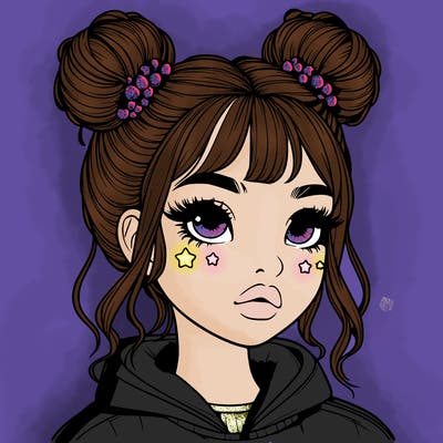 realistic girl with space buns