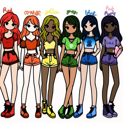 a group of girls wearing crop tops and shorts