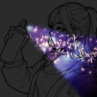 a realistic girl spray, painting