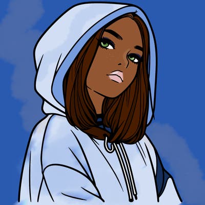 a realistic girl in a hoodie