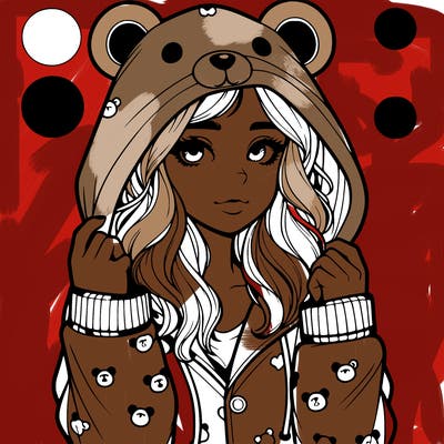 realistic girl in a animal pjs hoodie