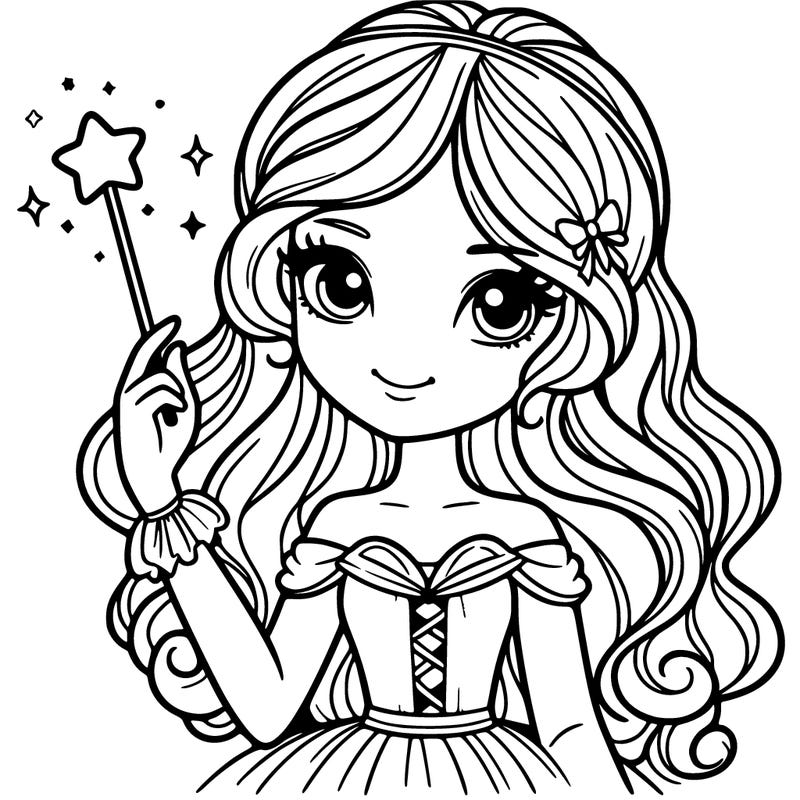 a beautiful girl with a magic wand