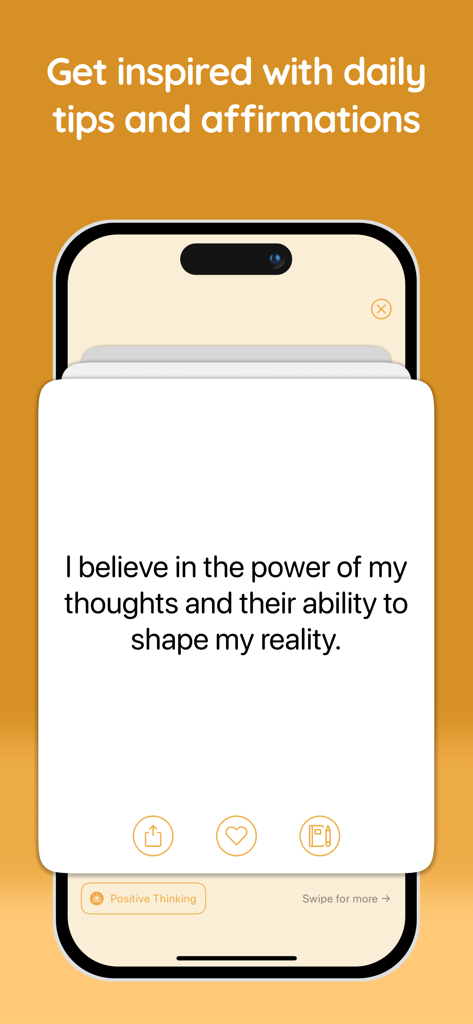 Clarity: CBT Self Help Journal - A smartphone screen showing a daily affirmation card in the Clarity CBT journal app