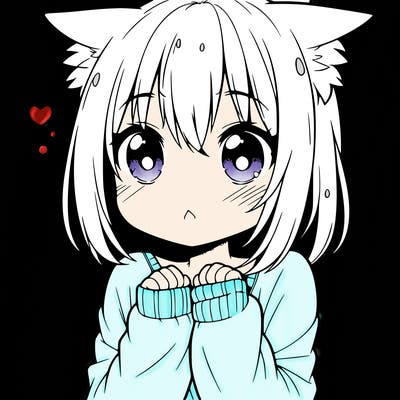 shy anime catgirl