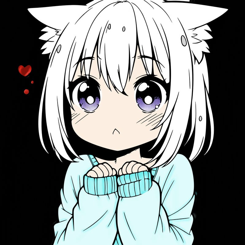 shy anime catgirl