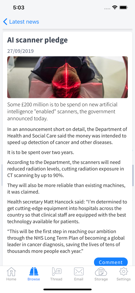 my Doctors.net.uk - Latest medical news article about AI scanner pledge in the my Doctors.net.uk mobile app.
