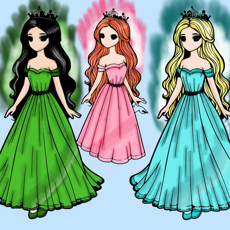 realistic girl in long flowy dress and crown