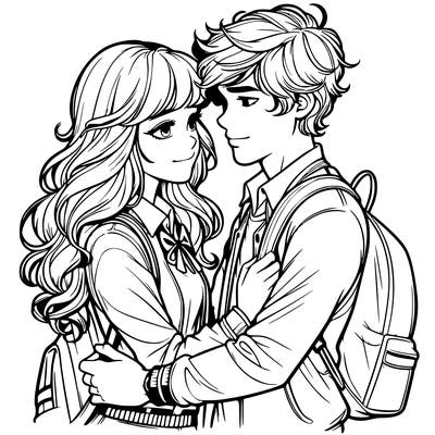 realistic teen boy and girl in love