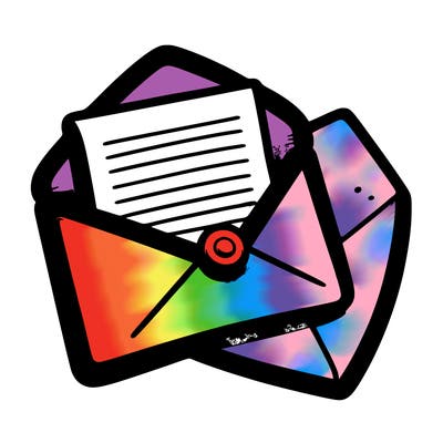 a realistic envelope that’s open and a piece of realistic paper at the top