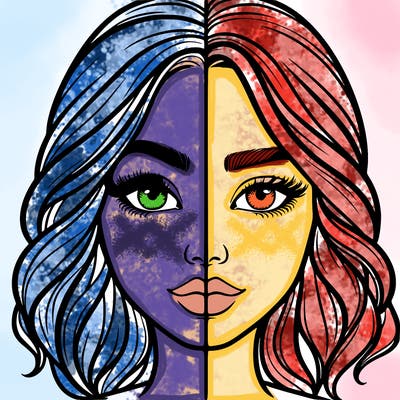 realistic girl split half