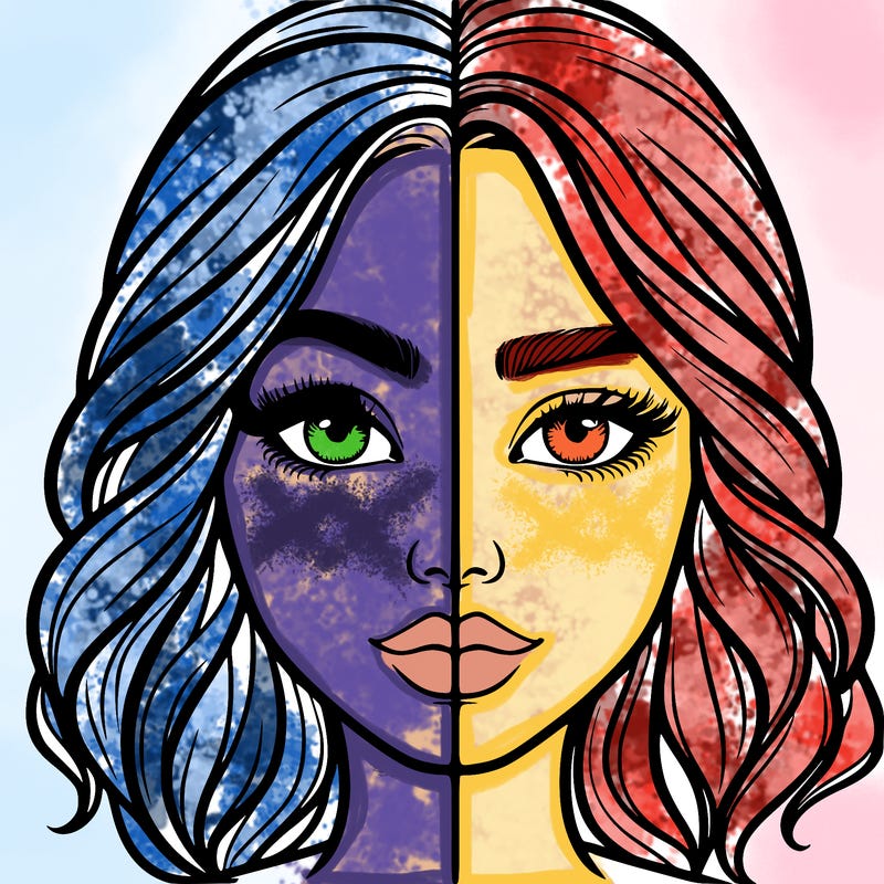 realistic girl split half