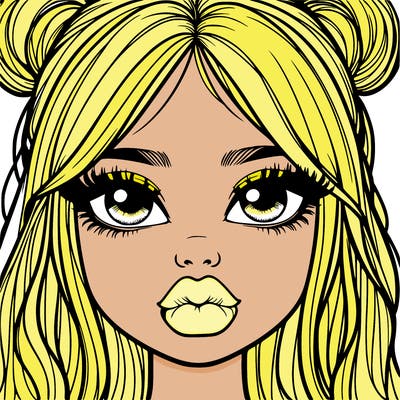 cute realistic girl with big lips