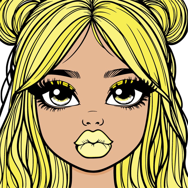 cute realistic girl with big lips