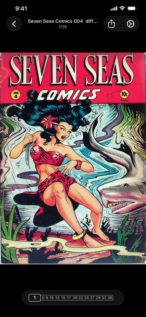 iComics - Ein Screenshot der iComics-App, der das Cover von Seven Seas Comics Nr. 4 auf einem Smartphone-Bildschirm anzeigt.