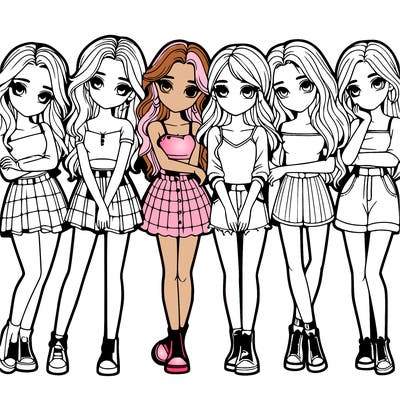 a group of girls realistic