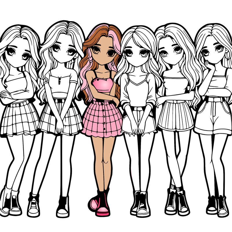 a group of girls realistic