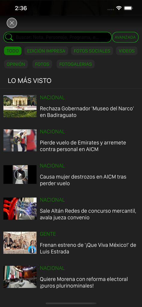 Most viewed news headlines section in the REFORMA app