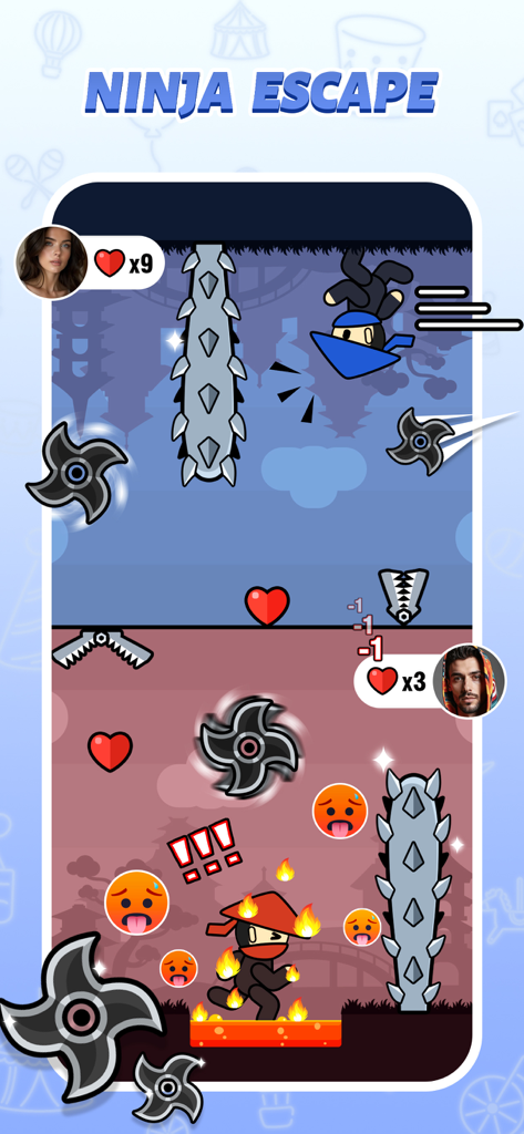 CoPlay: 2 Player Games Offline - CoPlay 앱에서 한 화면에서 닌자 탈출 미니게임으로 경쟁하는 두 플레이어