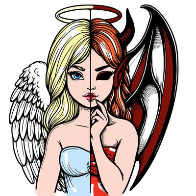 realistic angel half demon