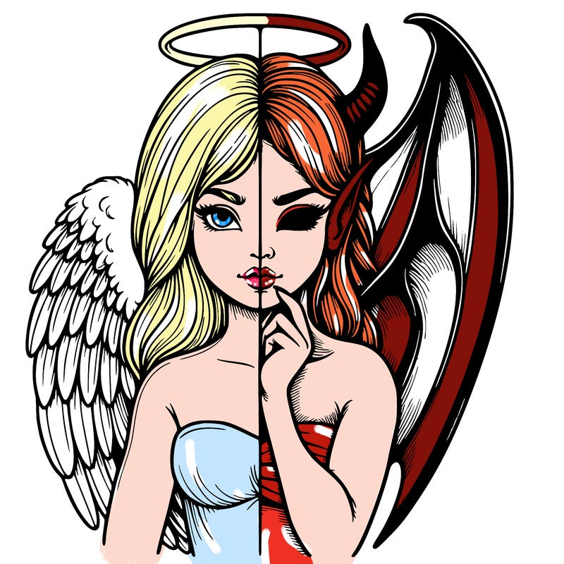 realistic angel half demon