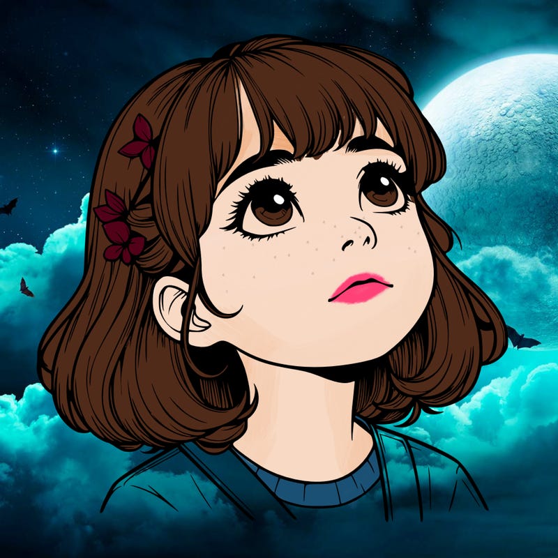 realistic girl looking up