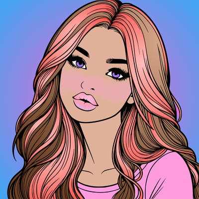 realistic girl with hair on her hair and lips