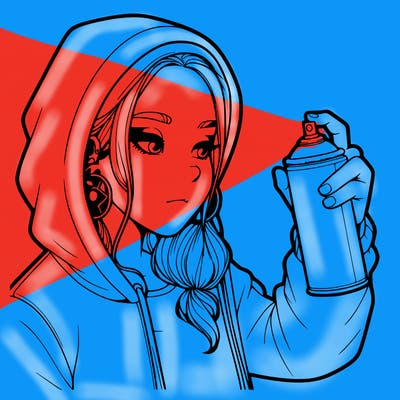 a realistic girl, spray painting