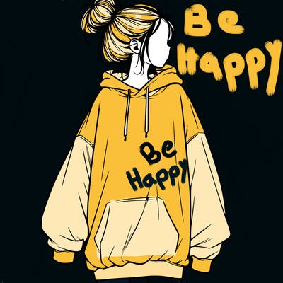 realistic girl with a oversized sweatshirt on and a bun