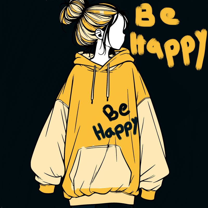 realistic girl with a oversized sweatshirt on and a bun