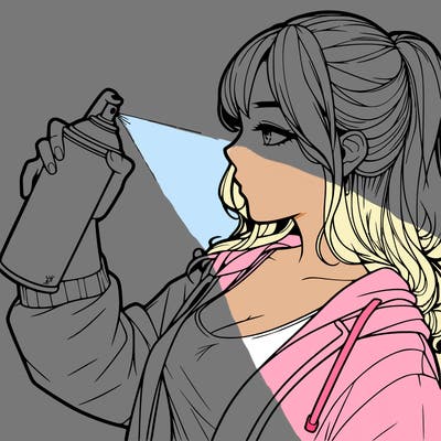 a realistic girl spray, painting